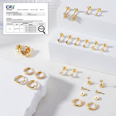 Turandoss Huggie small Hoop Earrings Sets for Women 14K Gold Plated Small Stud Earring Hypoallergenic Lightweight Surgical Steel waterp Gold Earrings Stacks for Multiple Piercings Jewelry Gifts
