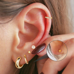 Turandoss 12Pairs Flat Back Stud Earrings Set for Women Girls, Hypoallergenic Hoop Huggie Cartilage Earring, Birthday Valentine's Day Gifts for Women