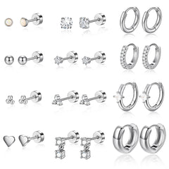 Turandoss Huggie small Hoop Earrings Sets for Women 14K Gold Plated Small Stud Earring Hypoallergenic Lightweight Surgical Steel waterp Gold Earrings Stacks for Multiple Piercings Jewelry Gifts