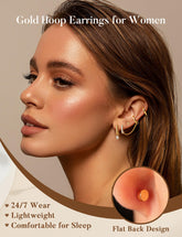 Turandoss Gold Earrings for Women 14K Gold Plated Dangle Hoop Earrings with Chain Hypoallergenic Cubic Zirconia Earring Stacks for Sensitive Ears for Women Girls
