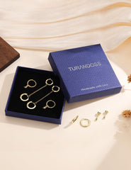 Turandoss Gold Earrings for Women 14K Gold Plated Dangle Hoop Earrings with Chain Hypoallergenic Cubic Zirconia Earring Stacks for Sensitive Ears for Women Girls