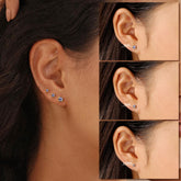 Turandoss April Cubic Zirconia Birthstone Stud Earrings for Women Hypoallergenic 14K Gold plated Earring Dainty Cubic Zirconia Cartilage Earring Stack Perfect Birthday Gifts for Her Women