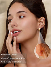Turandoss Hypoallergenic Stud Hoop Earrings for Women Small Flat Back Surgical Stainless Steel Earrings for Sensitive Ears Trendy Hoops Cartilage Earring Stacks Set Multiple Piercing Jewelry Gifts
