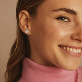Turandoss 18K Gold Plated Halo Stud Earrings for Women 925 Sterling Silver Cubic Zirconia Stud Earrings Round Square Diamonique Stud Earrings Set Jewelry Gifts for Women Men Girls