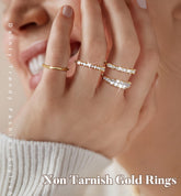 Turandoss 14K Gold Plated Stackable Rings for Women Non Tarnish Dainty Cubic Zirconia Wedding Bands Ring Set Minimalist Trendy Statement Engagement Promise Thumb Rings Stacking Size 6-9