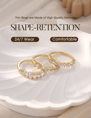 Turandoss 14K Gold Plated Stackable Rings for Women Non Tarnish Dainty Cubic Zirconia Wedding Bands Ring Set Minimalist Trendy Statement Engagement Promise Thumb Rings Stacking Size 6-9