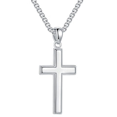 Turandoss S925 Sterling Silver Cross Necklace for Men Boys, Cross Pendant Mens Necklaces, Birthday Gift for Him, Valentine's Day Gifts from Wife