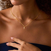 Turandoss Mother's Day Gifts for Mom, 14K Gold Plated Cross Pendant Necklace for Women, Elegant Jewelry