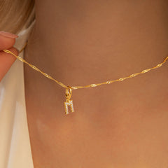 Turandoss 18K Gold Initial Necklace for Women Girls - 14 Karat Zircon Pendant Necklace, Gold Jewelry for Women, Birthday Gifts for Girls, 16+2In, A