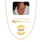 Turandoss Graduation Gift, S925 Sterling Silver Box Chain Choker Necklace, 14K Gold Plated for Women