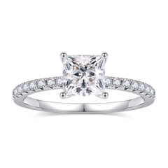 Turandoss 1.5 Carat Moissanite Princess Cut Engagement Rings for Women 925 Sterling Silver Diamond Ring Promise Rings for Women
