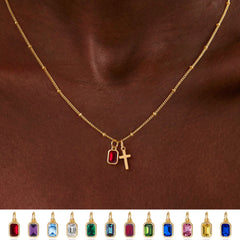 Turandoss Graduation Jewelry, 14K Gold Plated Cross Birthstone Necklace for Teen Girls
