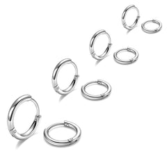 Turandoss 4Pair Gold Silver Hoop Huggie Earrings for Women Men, Surgical Stainless Steel Hypoallergenic Cartilage Hoop Earring Stack, Christmas Gifts