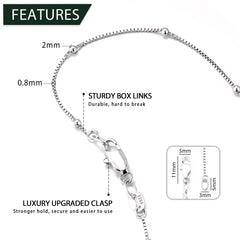 Turandoss S925 Sterling Silver Link Chain Bracelets for Women Girls, 0.8mm Box Chain, Silver Jewelry, Graduation Gifts for Women, Girls, 2026