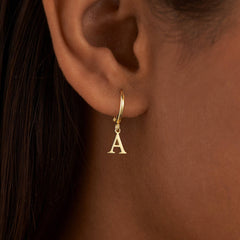 Turandoss 18K Gold Huggie Hoop Earrings for Girls Women - 1Pair Dainty Initial Cartilage Dangle Drop Earring Hypoallergenic, Christmas Gifts for Girls