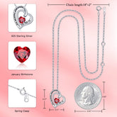Turandoss Love Heart Pendant Necklace for Women 925 Sterling Silver Birthstone Necklace Jewelry Valentines Day Mothers Day Birthday Gifts for Women Mom Wife