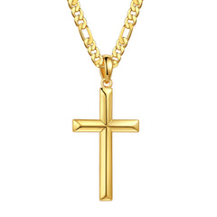 Turandoss S925 Sterling Silver Cross Necklace for Men Boys, Gold Silver Black Cross Pendant Necklace, Fathers Day Christmas Valentines Gifts for Men