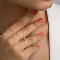 Layered Gold Simple Cross Necklace for Women