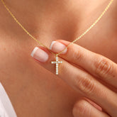 Gold Diamond Cross Necklace Jewelry Gifts for Women