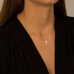 Gold Simple Cross Necklace for Women
