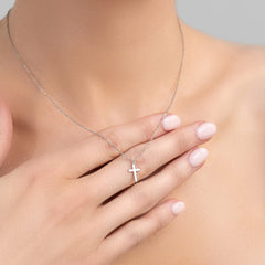 Silver Simple Cross Necklace for Women