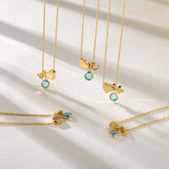 Turandoss Initial Birthstone Necklaces for Women Trendy 14K Gold Plated Letter Pendant Jewelry Birthday Teacher Appreciation Mothers Day Graduation Gifts for Her Mom Kids Teen Girls Wife Ideas