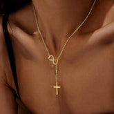 Turandoss 18K Gold Cross Necklace for Women Girls - Dainty Y-Shaped Cross Pendant Necklace, Gold Jewelry for Women, Birthday Gifts for Girls