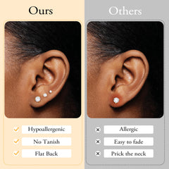 Turandoss 9Pairs Flat Back Stud Earrings for Women Girls, CZ Hoop Huggie Cartilage Clip on Earring, Birthday Gift, Valentine's Day Gifts for Wife Mom