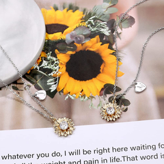 Turandoss Gold Sunflower Pnedant Necklace for Women Girls, Silver Heart Initial Necklaces with Zircon, Birthday Gift, Valentine's Day Gifts for Women