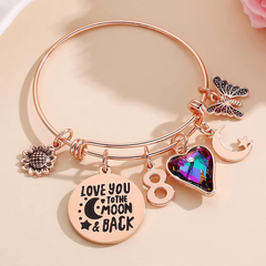 Turandoss Birthday Bracelet Gift for Girls Women, Year Old Gifts for Girls Kids, Heart Number Charm Bracelets, Happy 25th Birthday for Mom Wife Her