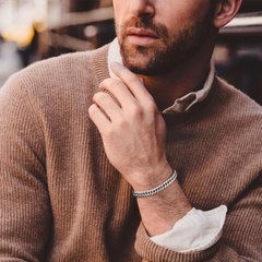 Turandoss Silver Black Cuban Link Bracelet for Men Teen Boys, Dainty Stainless Steel Chains Non Tranish, Birthday Gifts, Valentine's Day Gift for Men