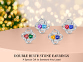 Turandoss Double Birthstone Earrings Gifts for Women 925 Sterling Silver CZ Birthstone Trendy Jewelry Mothers Day Valentine's Day Gifts for Women Wife Her