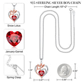 Turandoss Heart Birthstone Necklace for Women 925 Sterling Silver CZ Heart Flower Pendant CZ Trendy Jewelry Mothers Day Birthday Anniversary Valentines Day Gifts for Women Wife Her