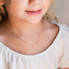 Rose Gold Tiny Heart Initial Necklaces for Girls