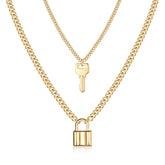 2PCS Key&Lock Dainty Layered Choker Necklace