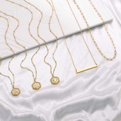 Layered Hexagon Initial Pendant Necklace