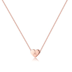 Rose Gold Tiny Heart Initial Necklaces for Girls