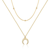 2PCS Chain&Crescent Dainty Layered Choker Necklace