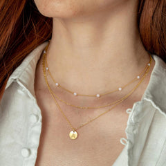 Gold Initial Choker Pearl Necklace