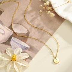 Gold Initial Choker Pearl Necklace