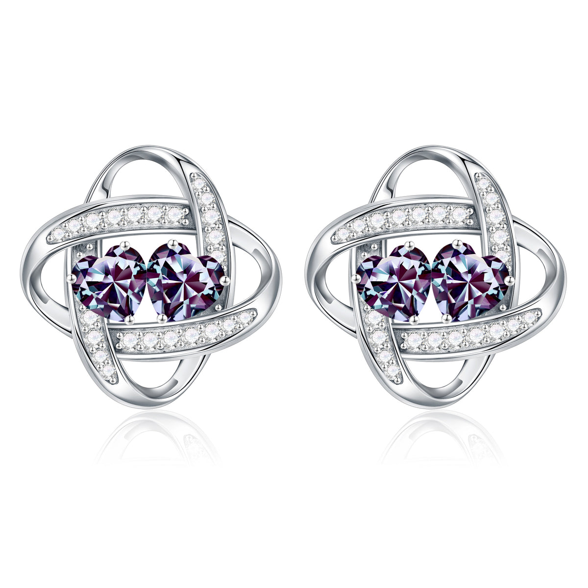 Turandoss Double Birthstone Earrings Gifts for Women 925 Sterling Silver CZ Birthstone Trendy Jewelry Mothers Day Valentine's Day Gifts for Women Wife Her