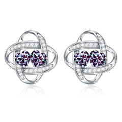 Turandoss Double Birthstone Earrings Gifts for Women 925 Sterling Silver CZ Birthstone Trendy Jewelry Mothers Day Valentine's Day Gifts for Women Wife Her
