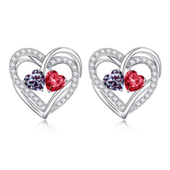 Turandoss Double Birthstone Earrings Gifts for Women 925 Sterling Silver CZ Birthstone Trendy Jewelry Mothers Day Valentine's Day Gifts for Women Wife Her