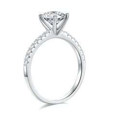 Turandoss 1.5 Carat Moissanite Four-Prongs Engagement Ring 925 Sterling Silver Oval Cut Diamond Ring Wedding Band Promise Wedding Rings for Women