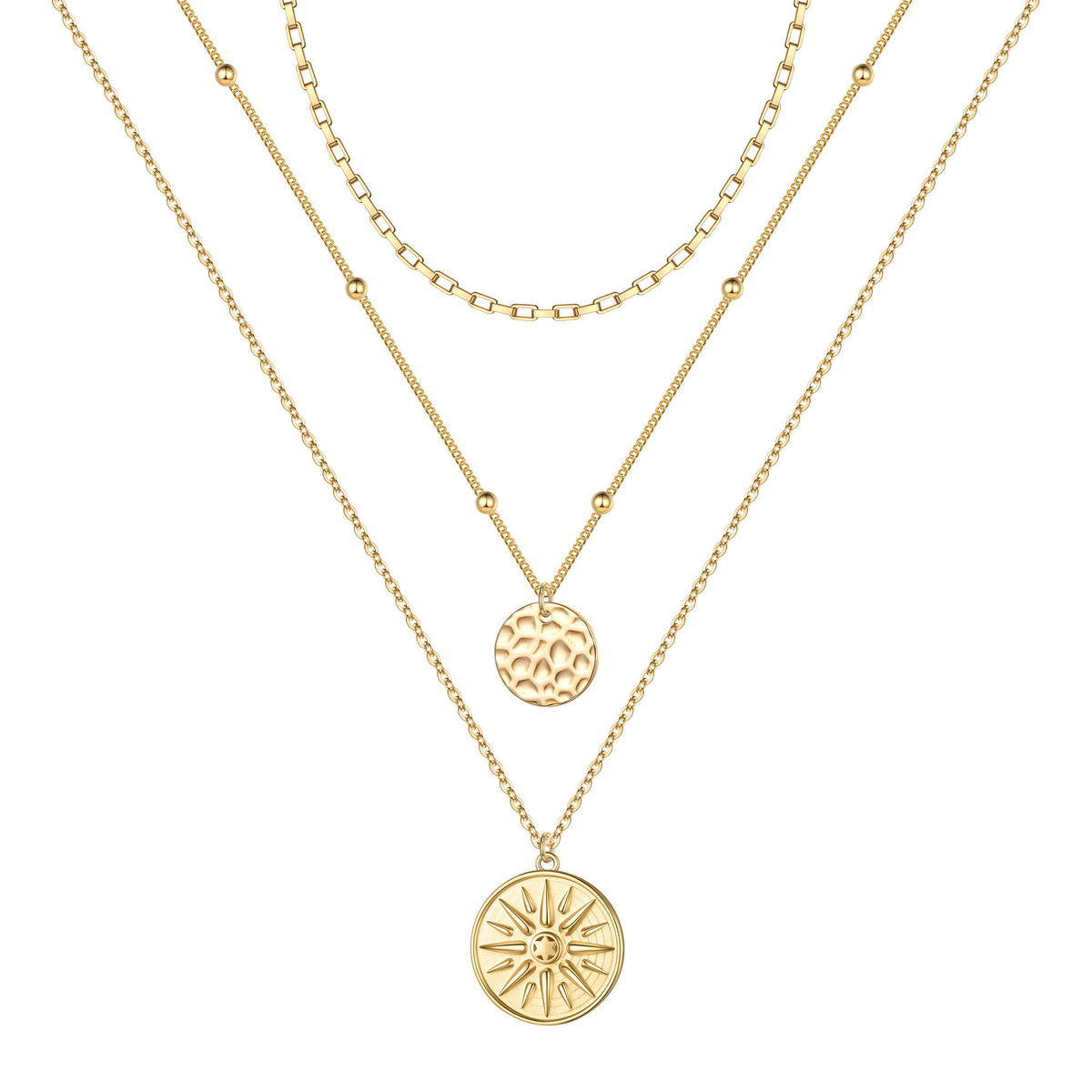 Turandoss Gold Disc Layered Necklaces for Women - Dainty Stack  Choker Pendant Necklaces, Gold Jewelry for Women, Birthday Christmas Gifts for Girls