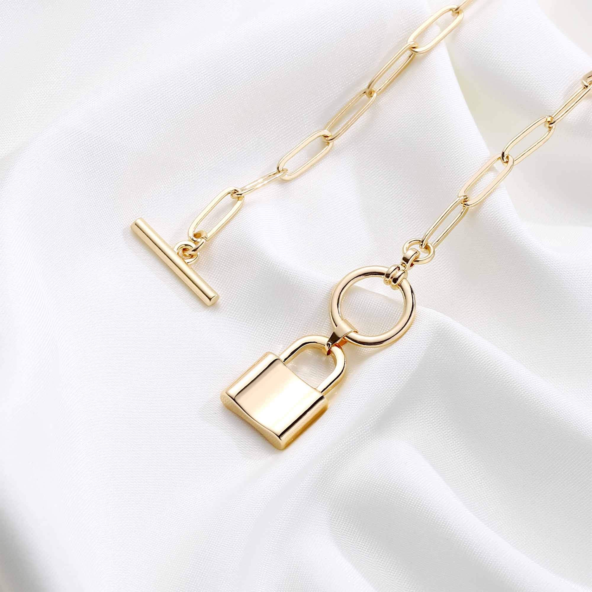 Lock Link Choker Gold Necklace
