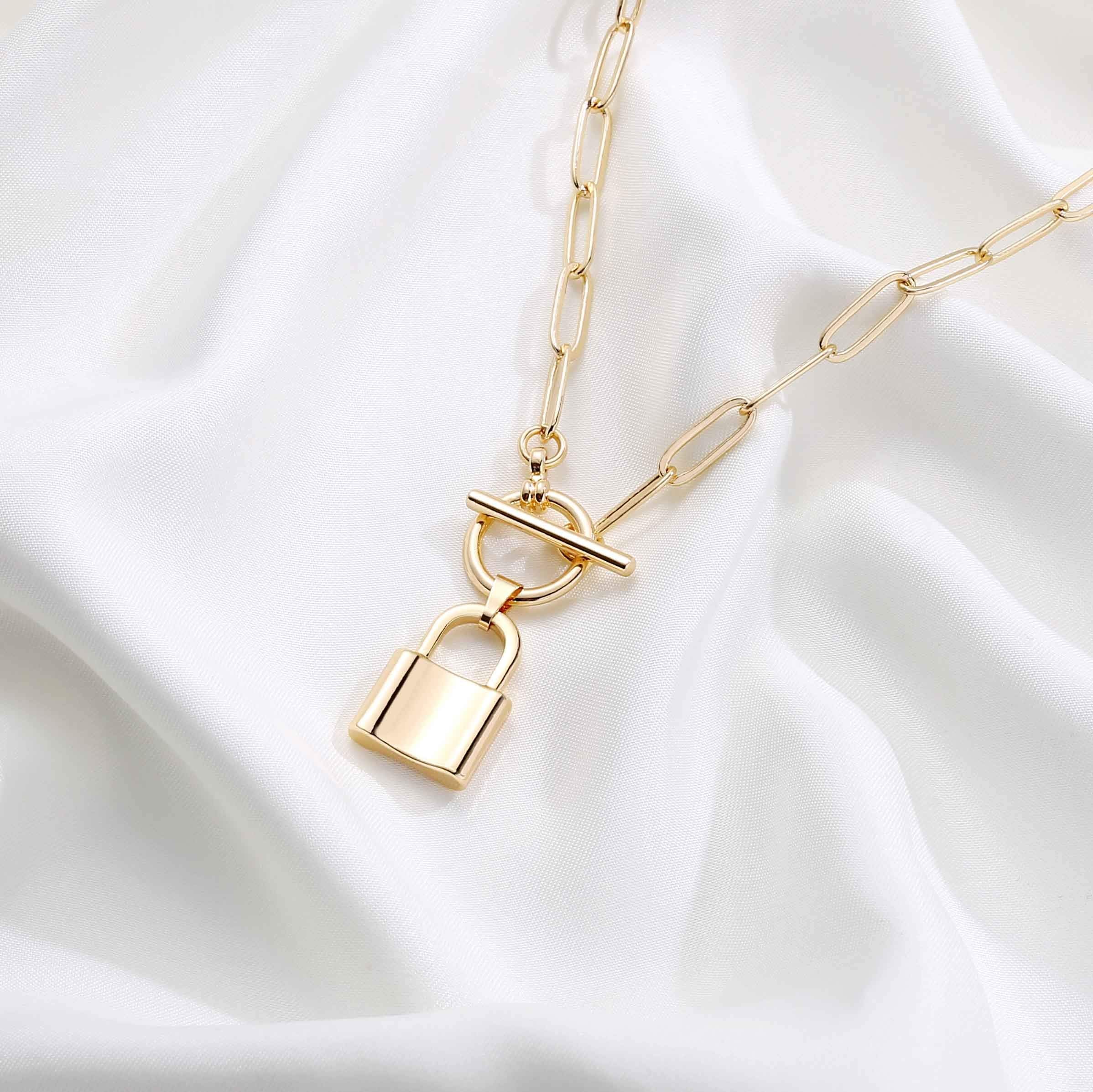 Lock Link Choker Gold Necklace