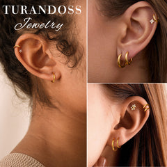 Turandoss 4 Pairs Surgical Steel Hoop Earrings for Men Women, 10 mm Small Huggie Earrings Men Hypoallergenic, Jewelry for women, Birthday Gifts