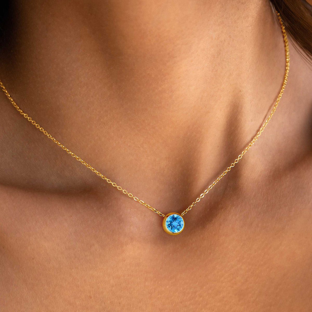 Turandoss Birthstone Necklace for Women, Dainty 18K Gold Plated Birthstone Pendant Necklace, Gold Jewelry for Women, Birthday Gifts for Her, 16+2.5In