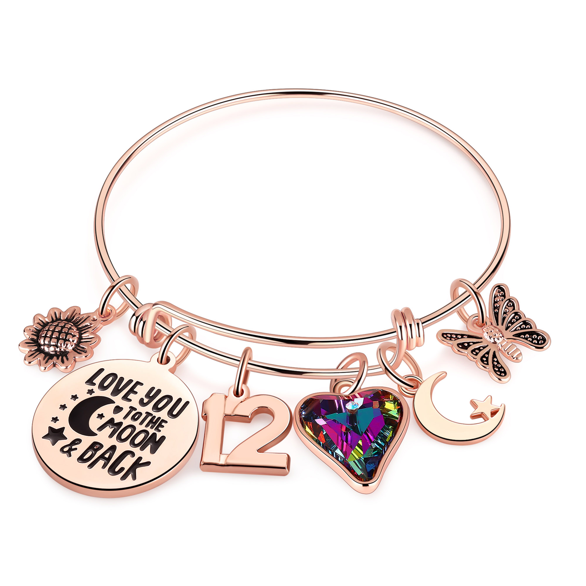 Turandoss Birthday Bracelet Gift for Girls Women, Year Old Gifts for Girls Kids, Heart Number Charm Bracelets, Happy 25th Birthday for Mom Wife Her
